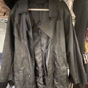 Long leather duster coat
